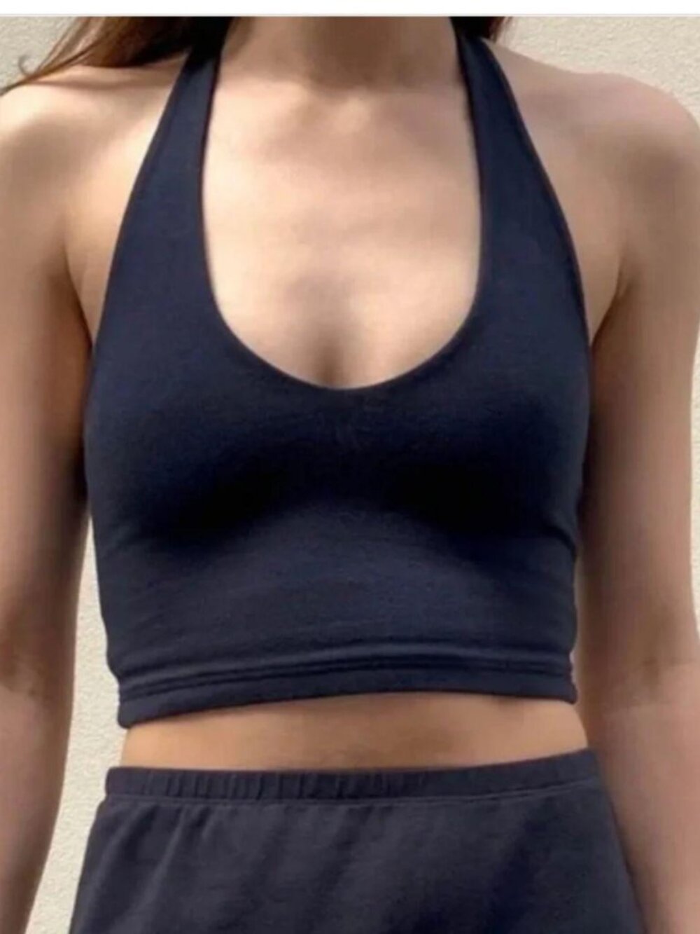Brandy Melville Black Halter Crop Tank One Size